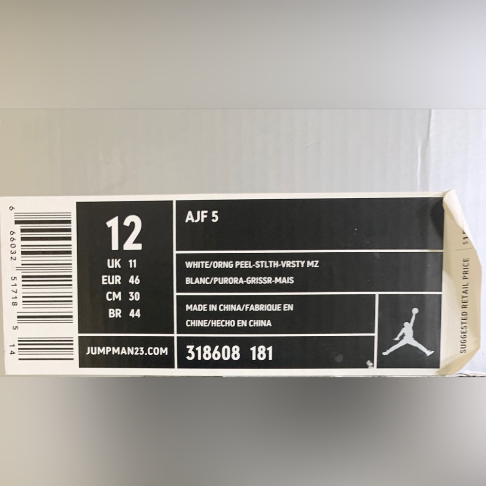 Air Jordan Retro 5/ Air Force 1 AJF5 Fusion Size 12 Orange & White Sneakers - Picture 13 of 14